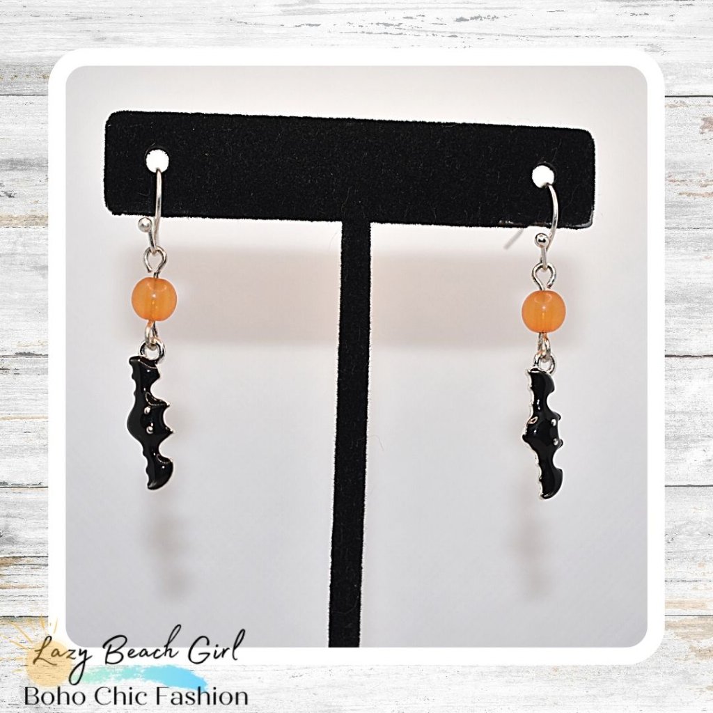 Black Bat Halloween Earrings